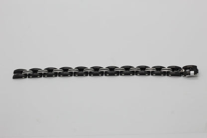 Stainless Steel Black and Silver Link Bracelet