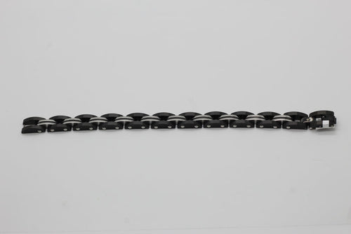 Stainless Steel Black and Silver Link Bracelet