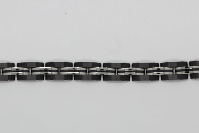 Stainless Steel Black and Silver Link Bracelet
