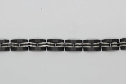Stainless Steel Black and Silver Link Bracelet