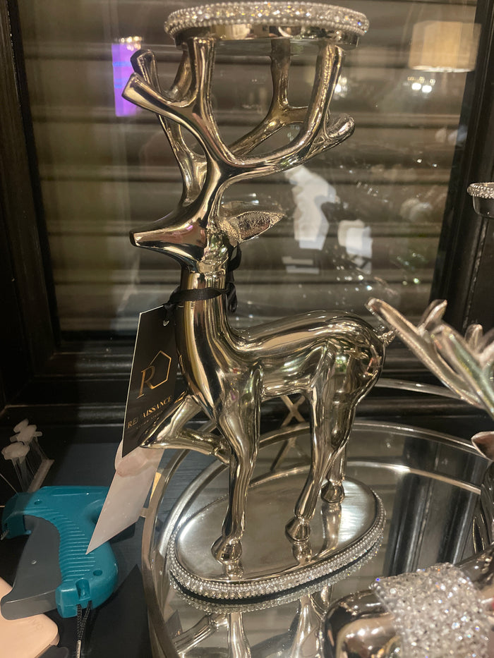 Standing large nickel reindeer candle holder reduced clearance-Renaissance Design Studio
