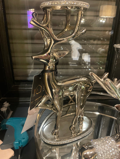 Standing large nickel reindeer candle holder reduced clearance-Renaissance Design Studio