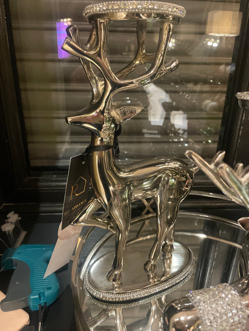 Standing large nickel reindeer candle holder reduced clearance-Renaissance Design Studio