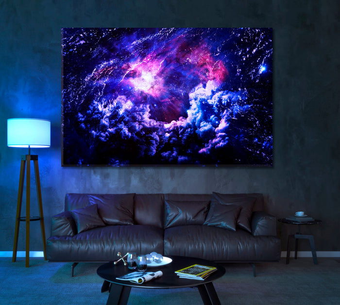Starry Purple Galaxy Space Wall Art Decor Frame Canvas Printing-1Panel