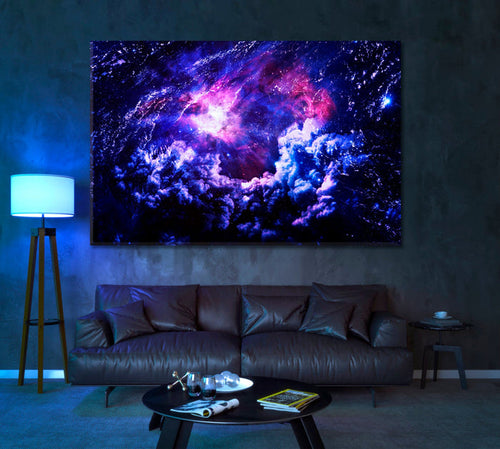 Starry Purple Galaxy Space Wall Art Decor Frame Canvas Printing-1Panel