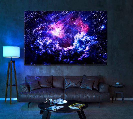 Starry Purple Galaxy Space Wall Art Decor Frame Canvas Printing-1Panel