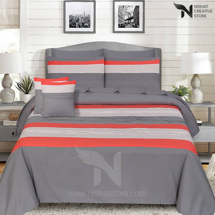Stone Berry &Gray Plated Quilt Cover Set Designs 156 - Nishat Creative Store