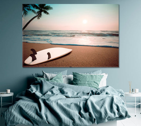 Surfboard Tropical Beach Wall Art Decor Frame Canvas Printing-1Panel
