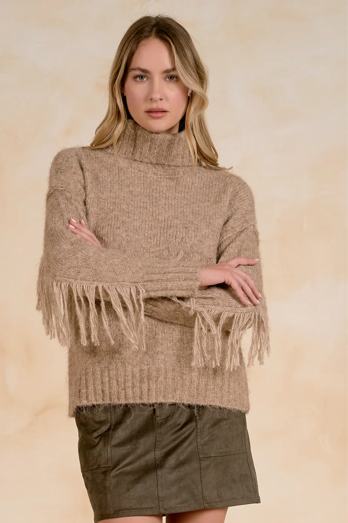 Turtleneck Sweater w/ Fringe