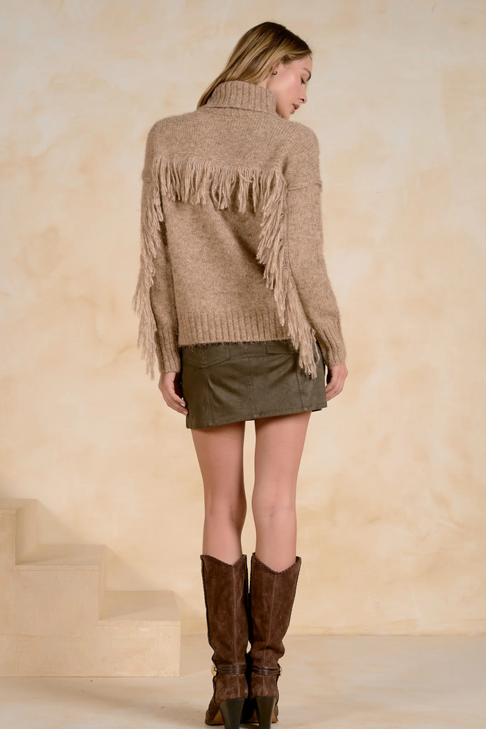 Turtleneck Sweater w/ Fringe