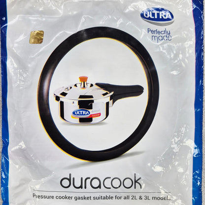 Package of Ultra duracook pressure cooker gasket on a gray surface
