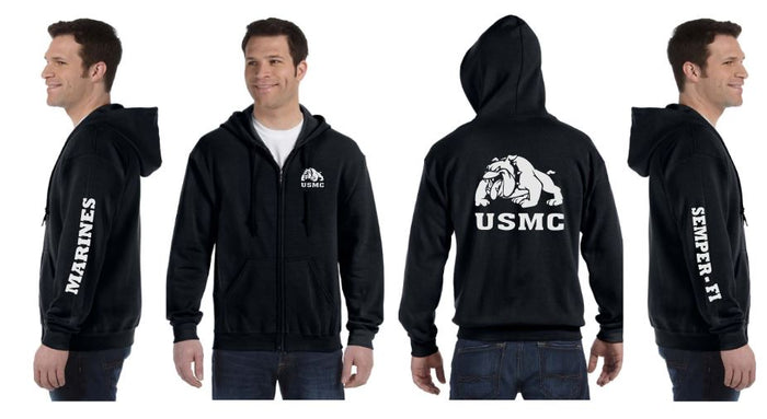 USMC Devil Dog Reflective Hoodie - Zippered