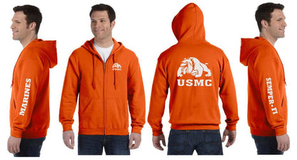 USMC Devil Dog Reflective Hoodie - Zippered