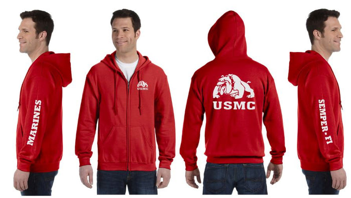 USMC Devil Dog Reflective Hoodie - Zippered