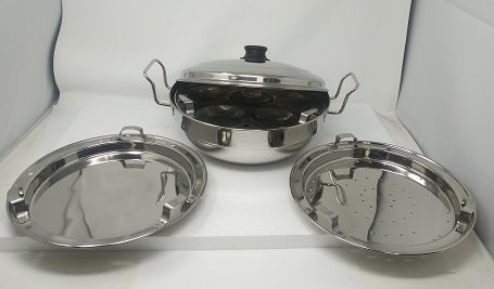 Vinod Stainless Steel Multi Kadai, Idli Cooker, Dhokla Maker, Induction Friendly (Sandwich Bottom)