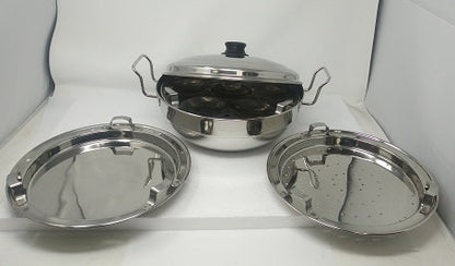 Vinod Stainless Steel Multi Kadai, Idli Cooker, Dhokla Maker, Induction Friendly (Sandwich Bottom)