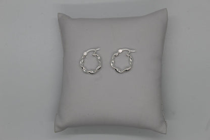 Wavy Sterling Silver Hoop Earrings