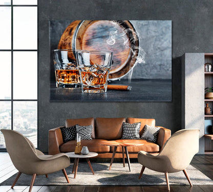Whiskey Barrel Wall Art Decor Frame Canvas Printing-1Panel