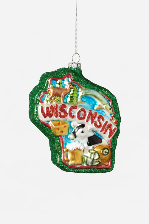Wisconsin State Glass Ornament