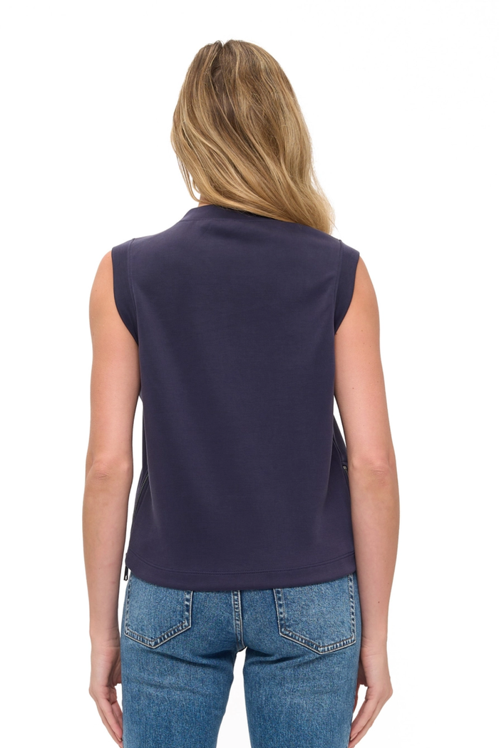 Zipper Detail Scuba Tank-Navy